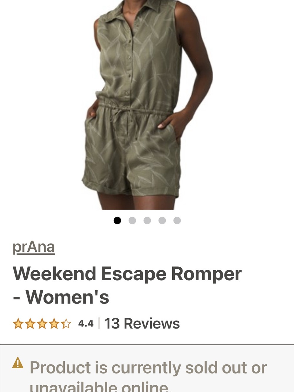 PrAna weekend escape women’s romper